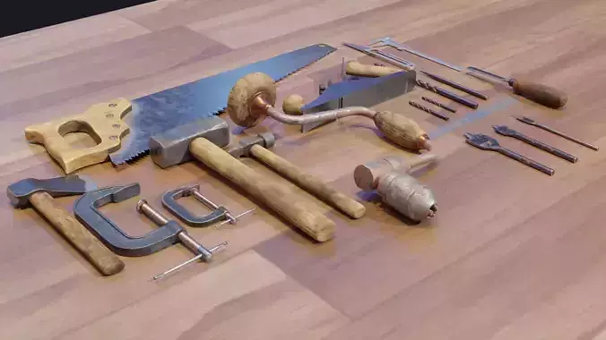 Carpentry Tools Low-poly 3D model