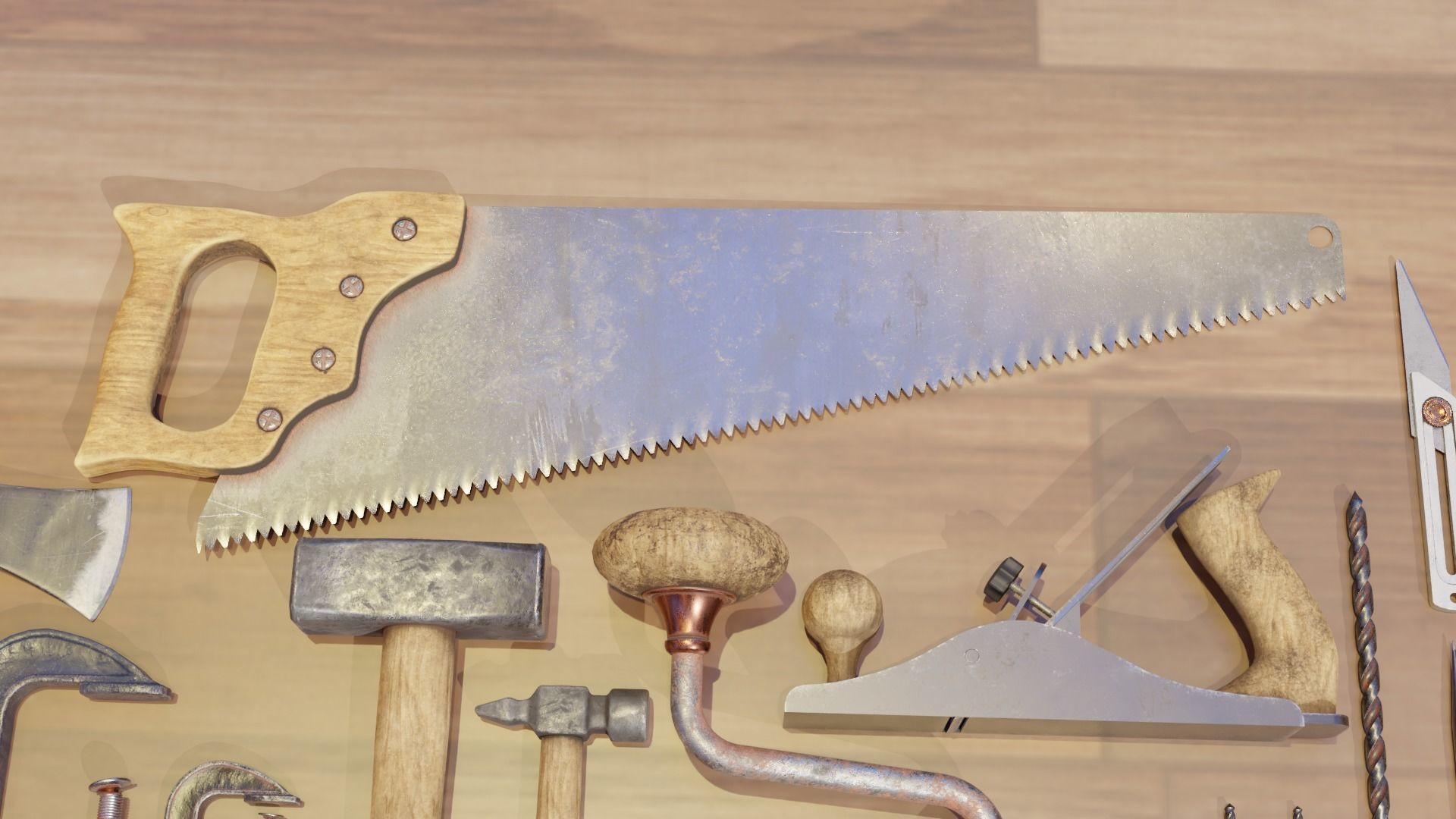 Carpentry Tools Low-poly 3D model_8