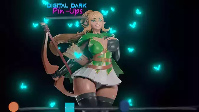 Elf Archer with NSFW version and miniatures 100mm 3D print model