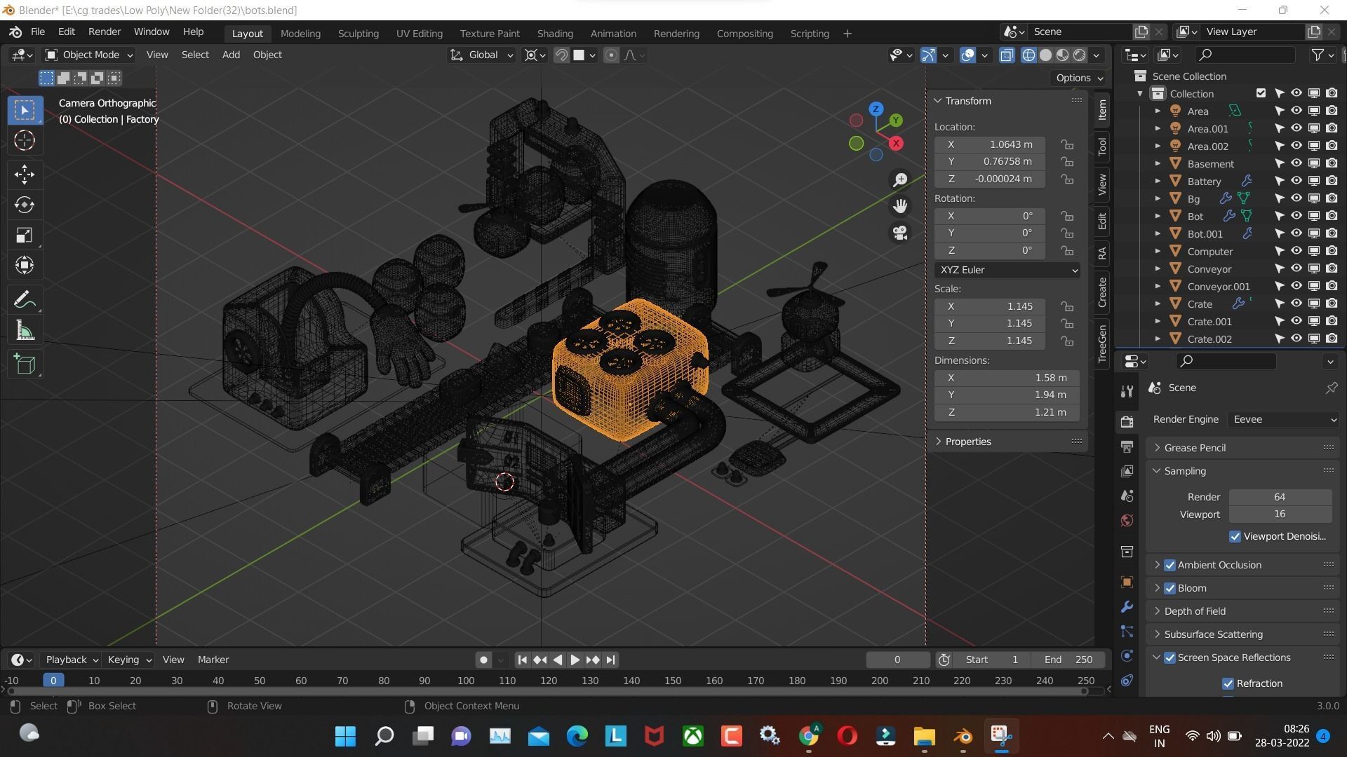 bots low poly model render in blender Low-poly 3D model_5