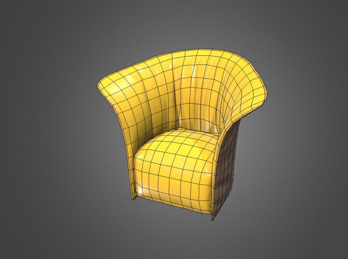 Pouf Chair Low-poly 3D model_6