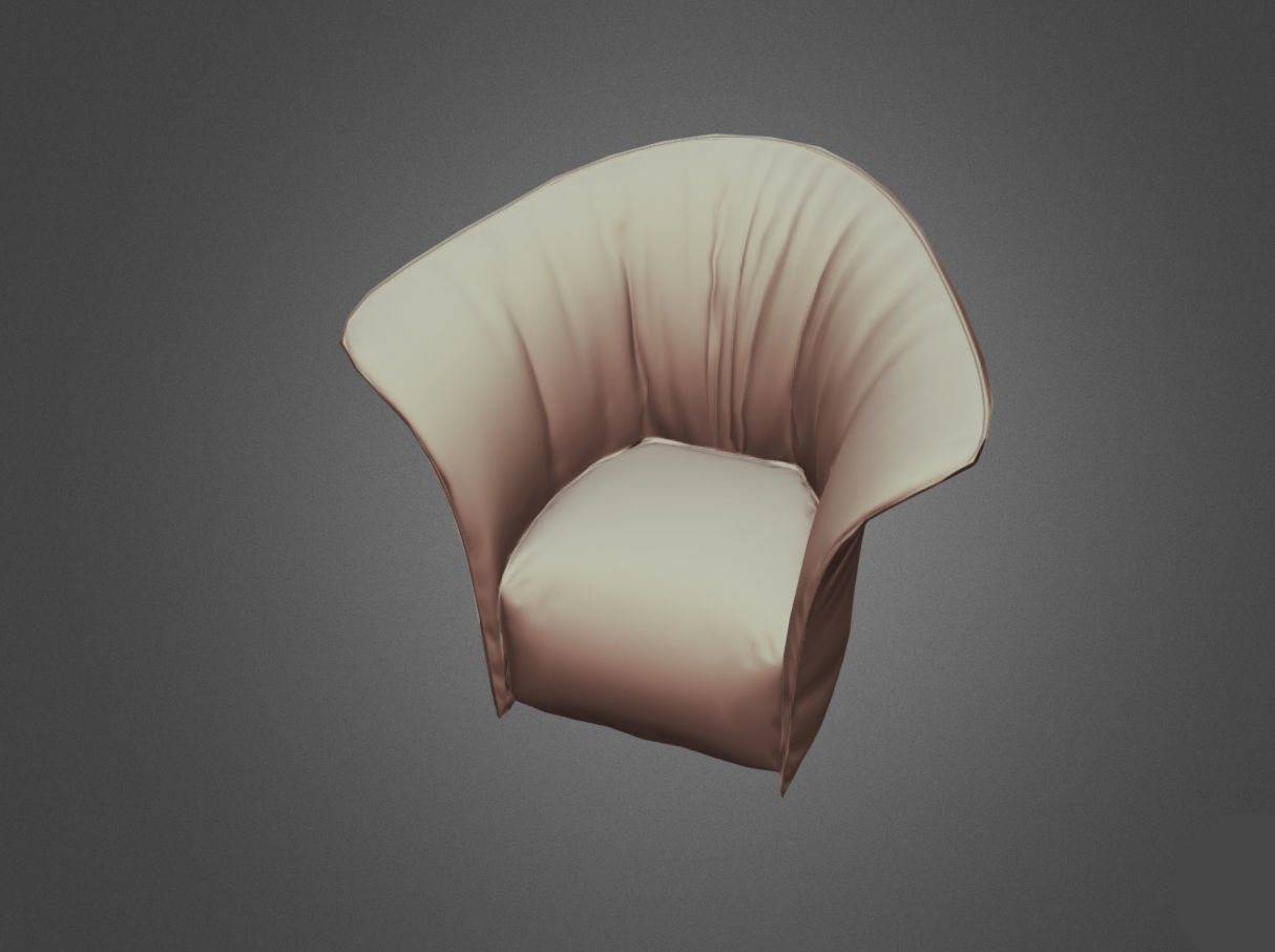 Pouf Chair Low-poly 3D model_4