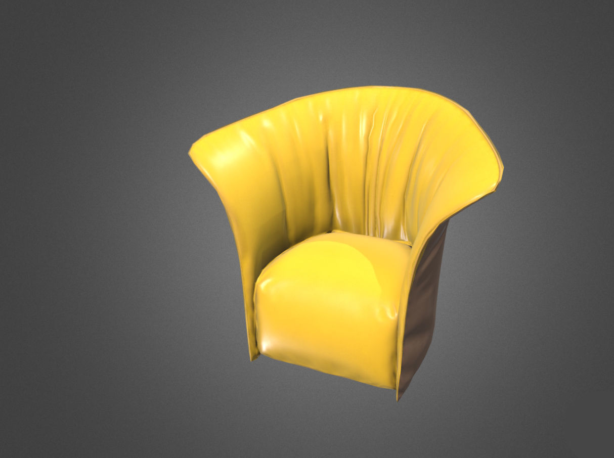 Pouf Chair Low-poly 3D model_2