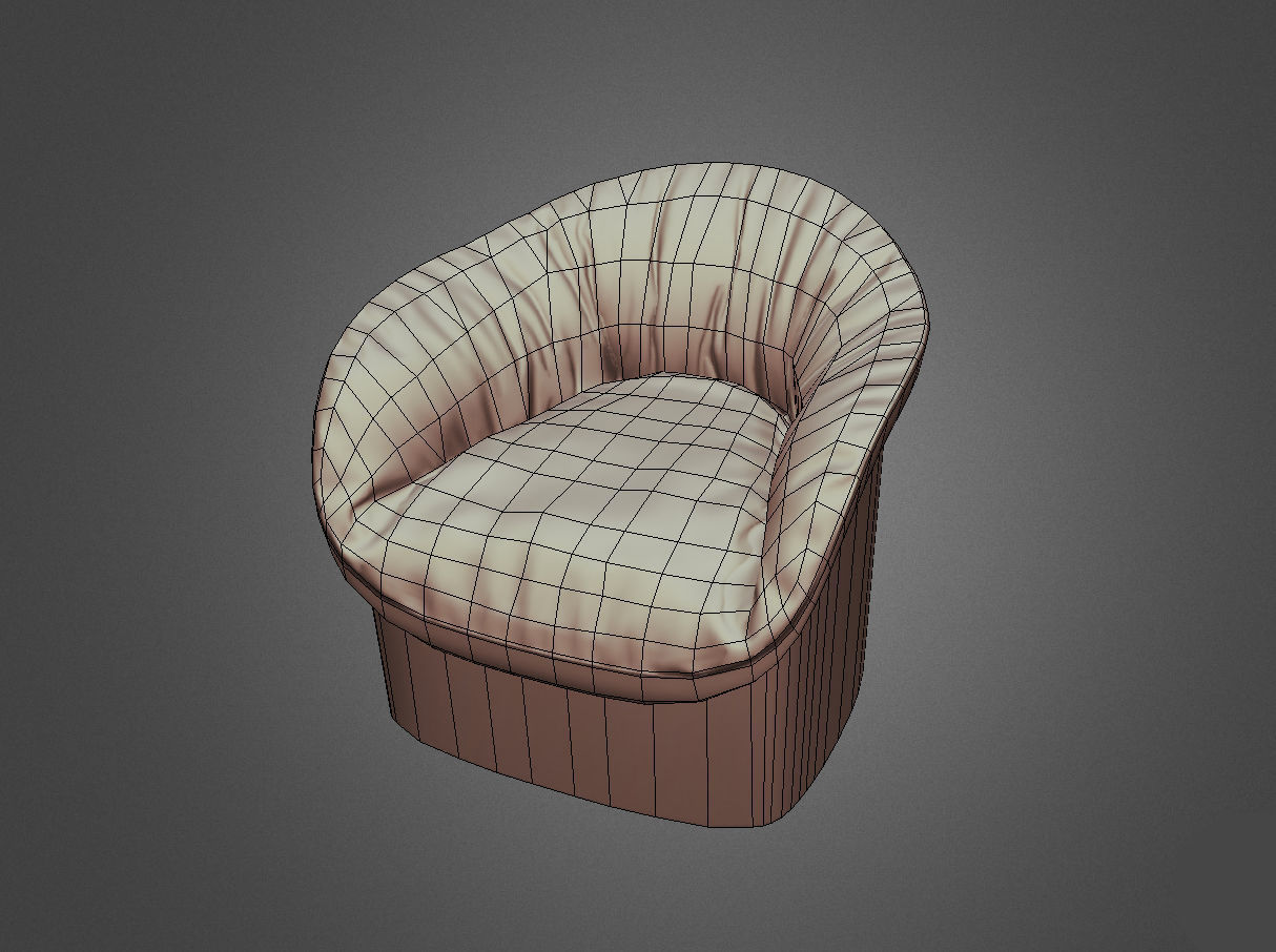 Sofa Chair Low-poly 3D model_5