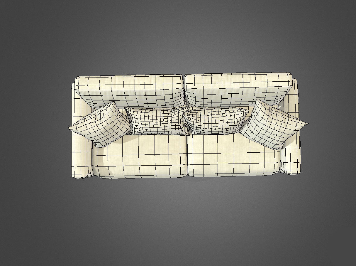 Sofa Lowpoly Low-poly 3D model_7