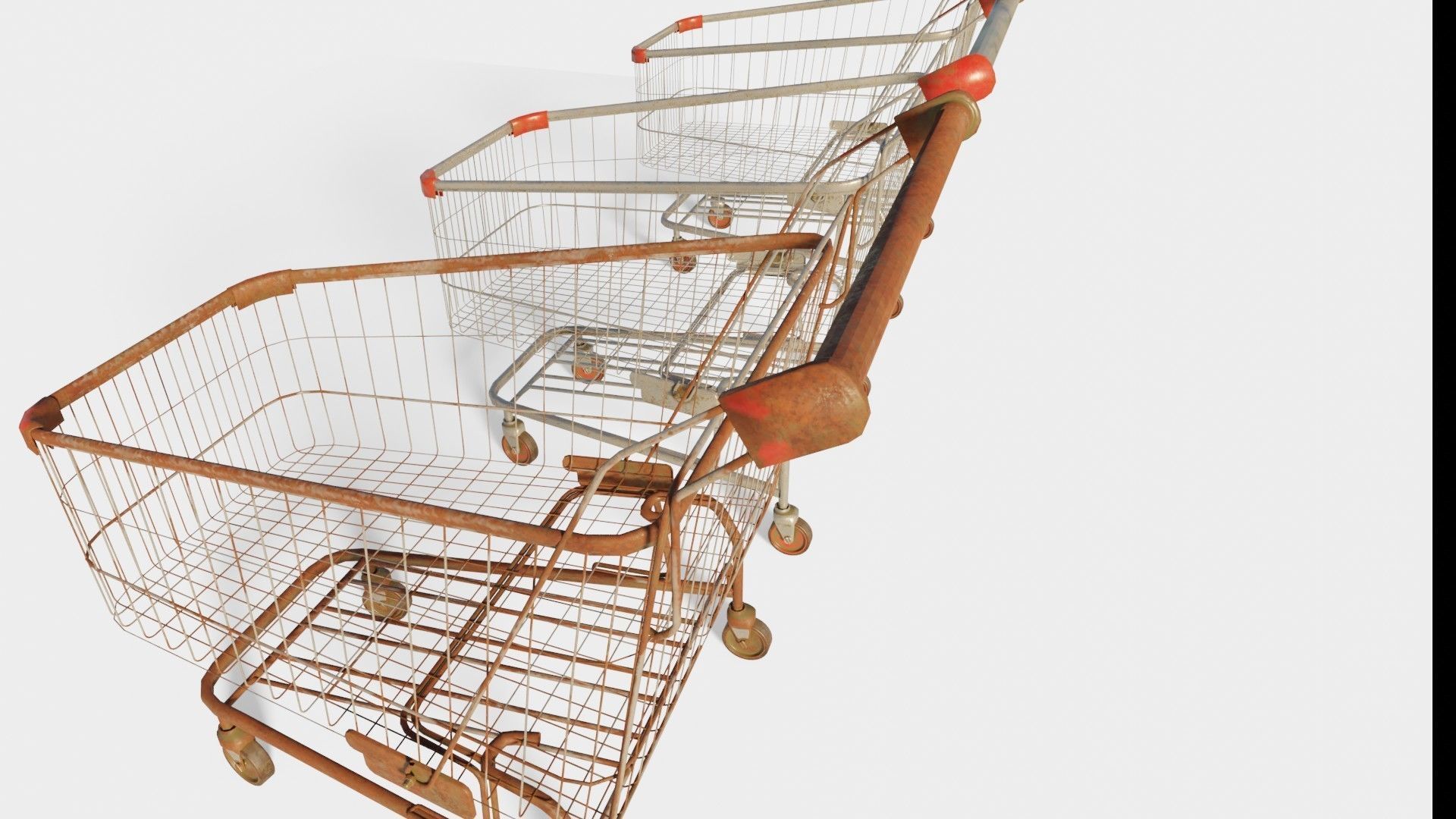 shopping cart with 4k pbr textures clean dirty and rusty Low-poly 3D model_1
