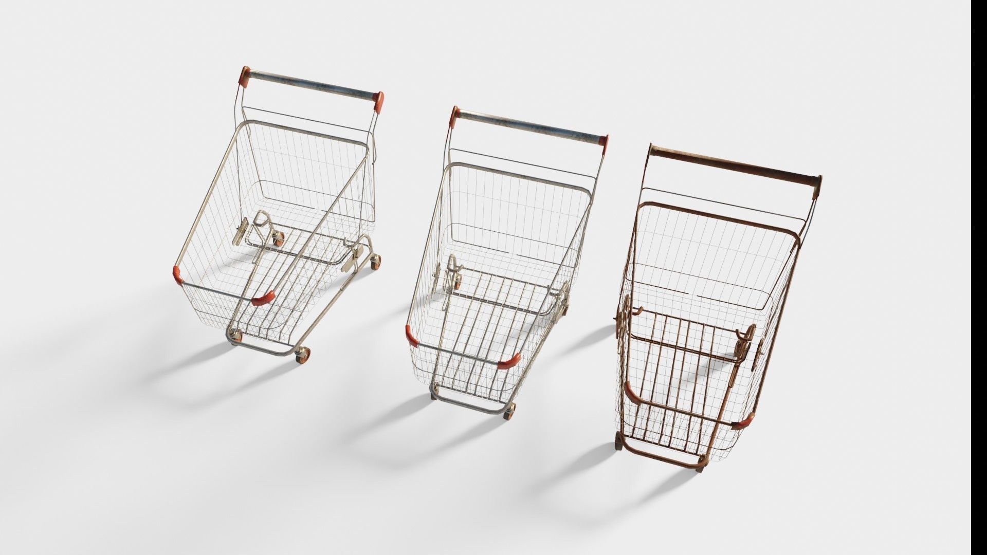 shopping cart with 4k pbr textures clean dirty and rusty Low-poly 3D model_17
