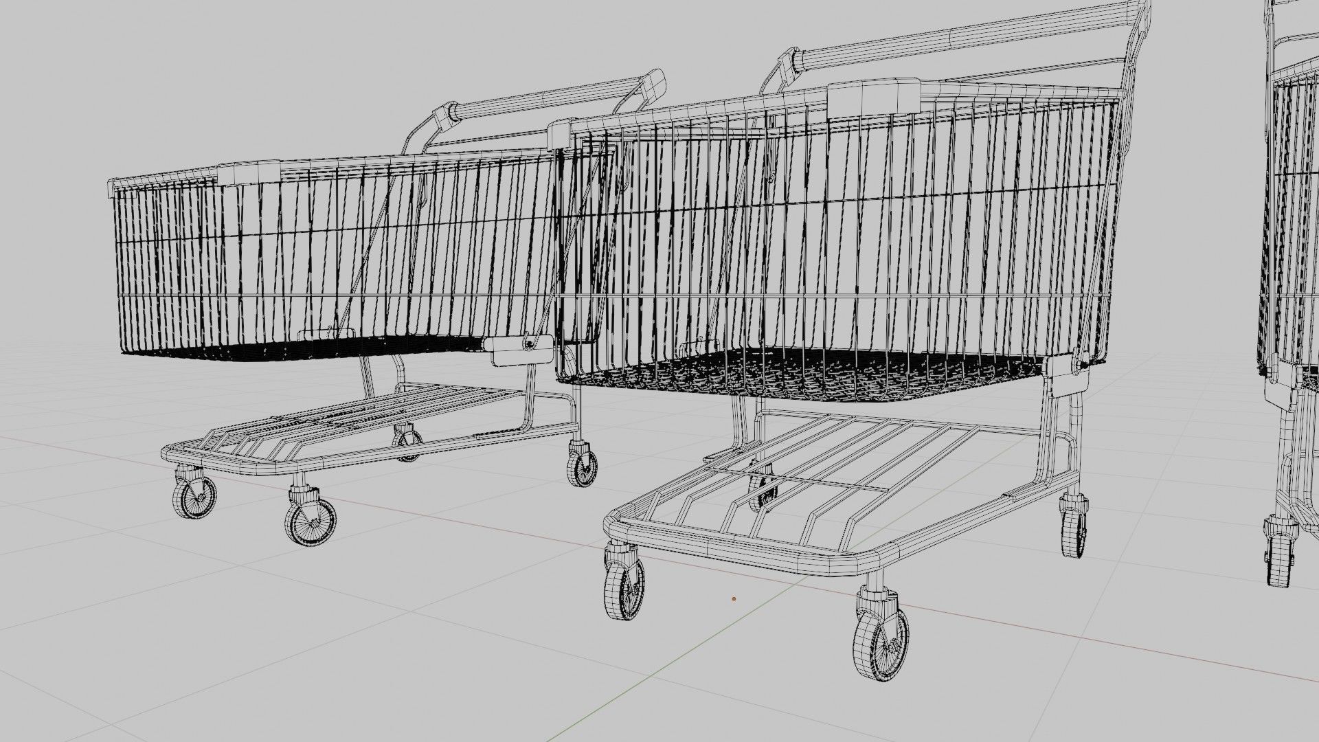 shopping cart with 4k pbr textures clean dirty and rusty Low-poly 3D model_15