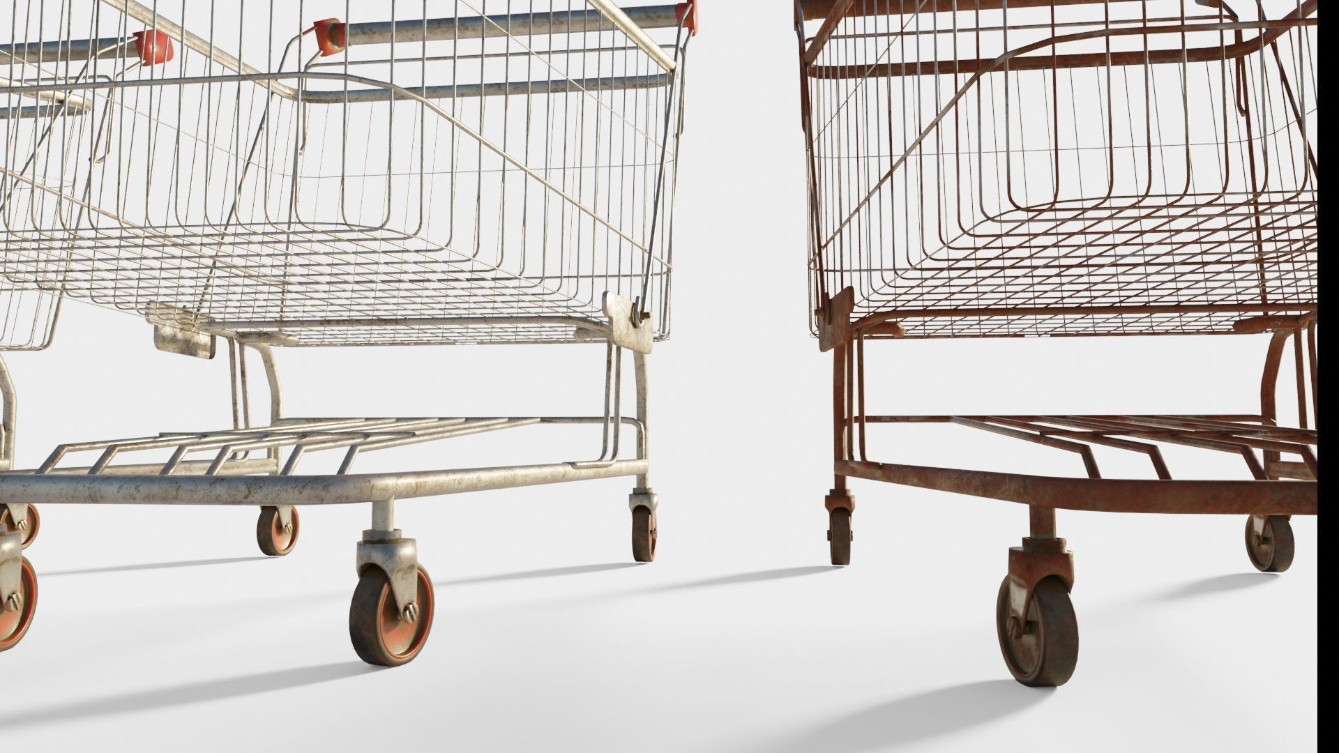 shopping cart with 4k pbr textures clean dirty and rusty Low-poly 3D model_5