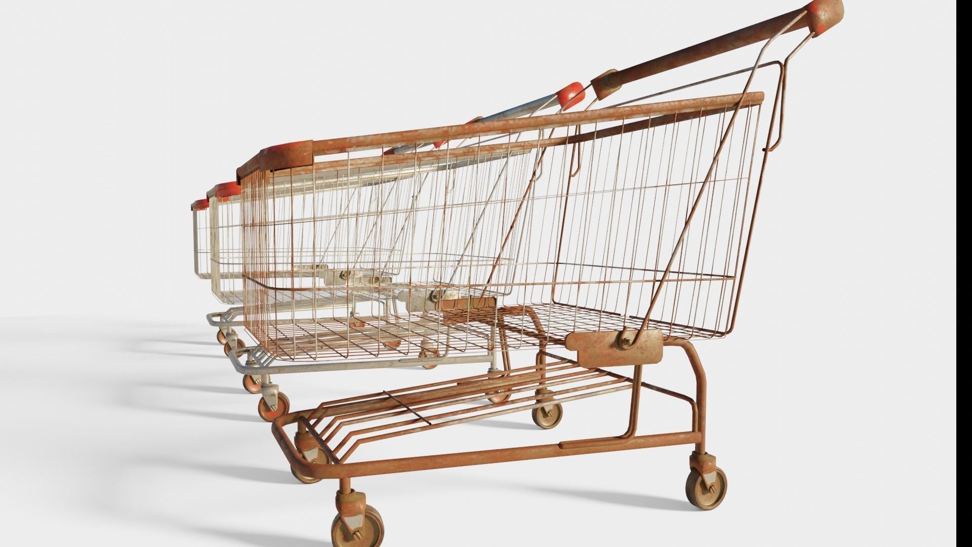shopping cart with 4k pbr textures clean dirty and rusty Low-poly 3D model_7