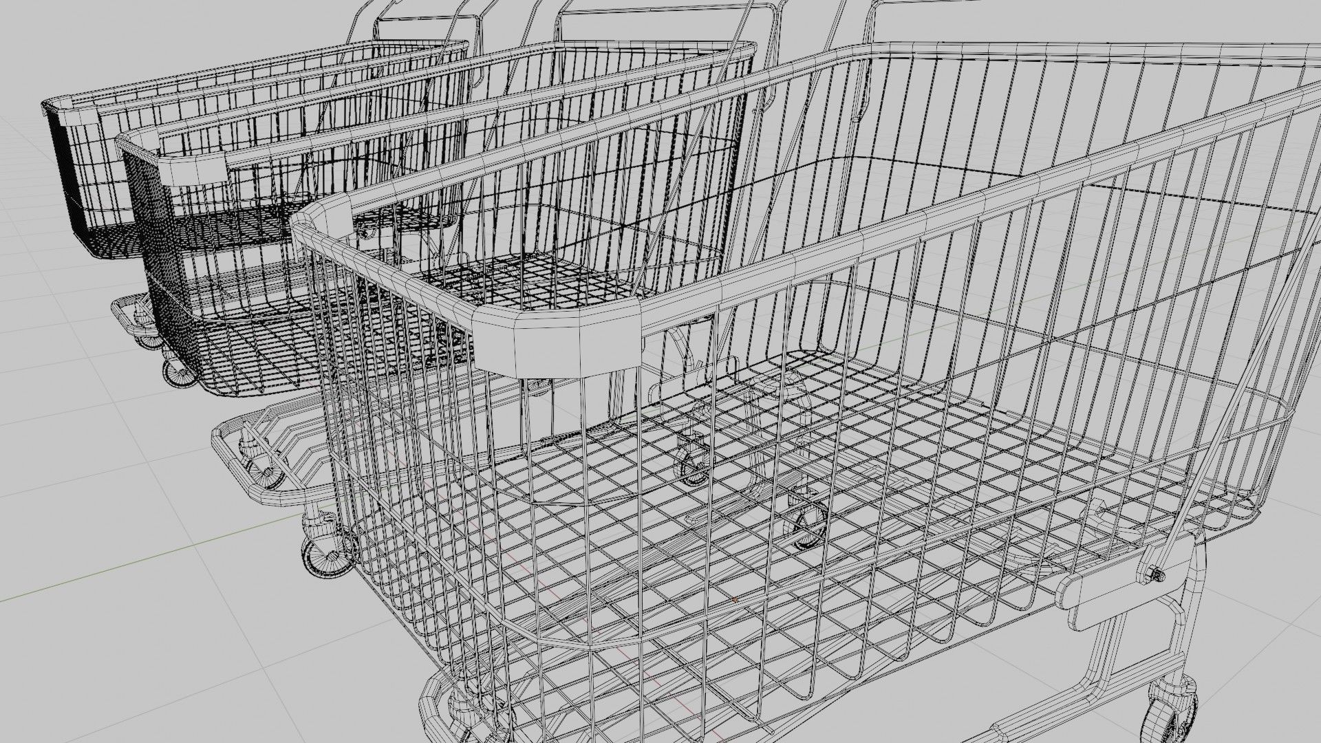 shopping cart with 4k pbr textures clean dirty and rusty Low-poly 3D model_12