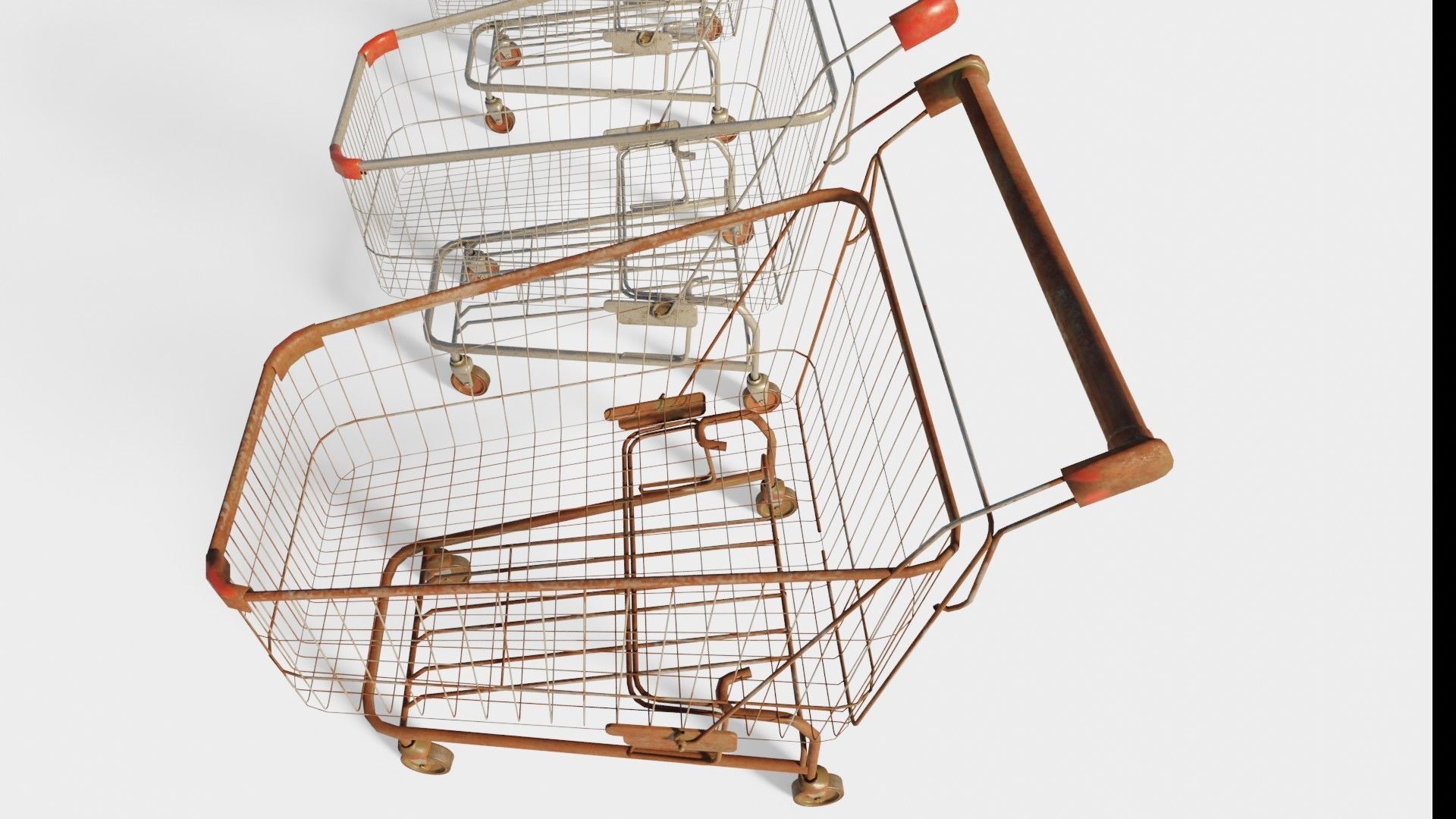 shopping cart with 4k pbr textures clean dirty and rusty Low-poly 3D model_3