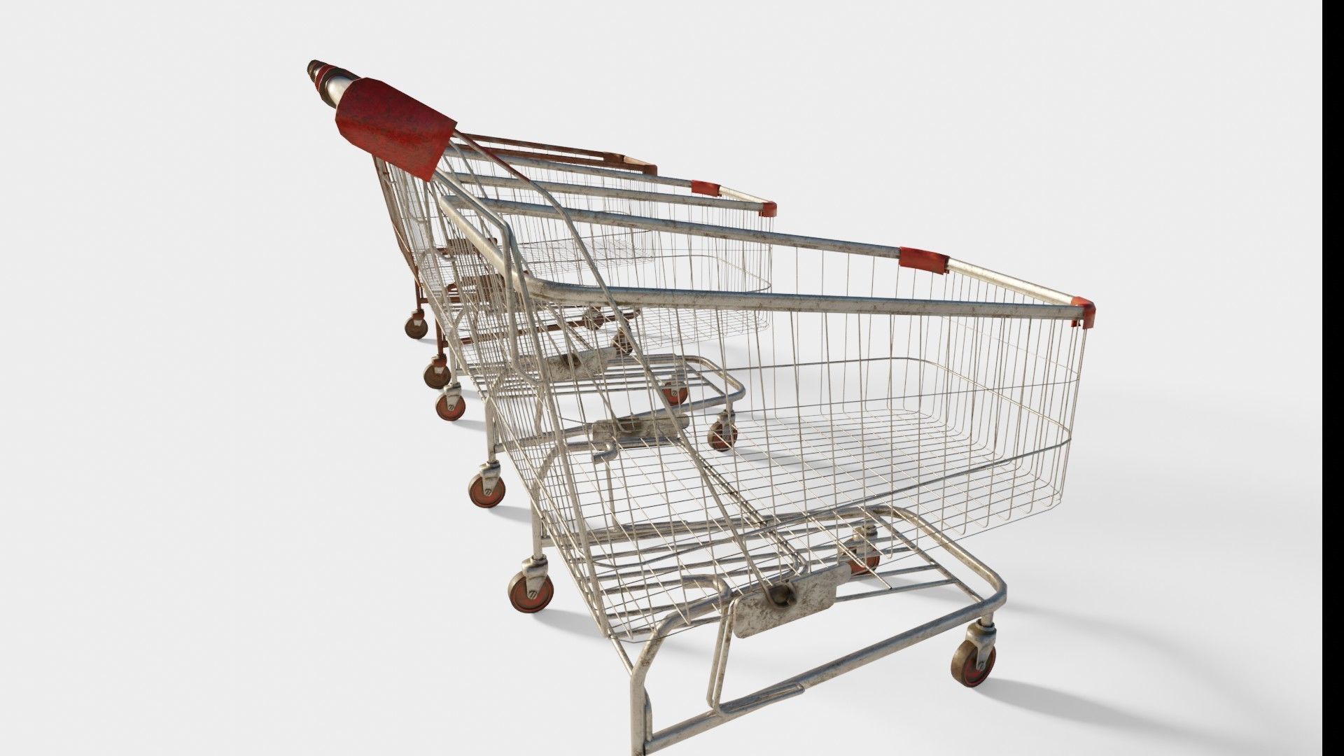 shopping cart with 4k pbr textures clean dirty and rusty Low-poly 3D model_6