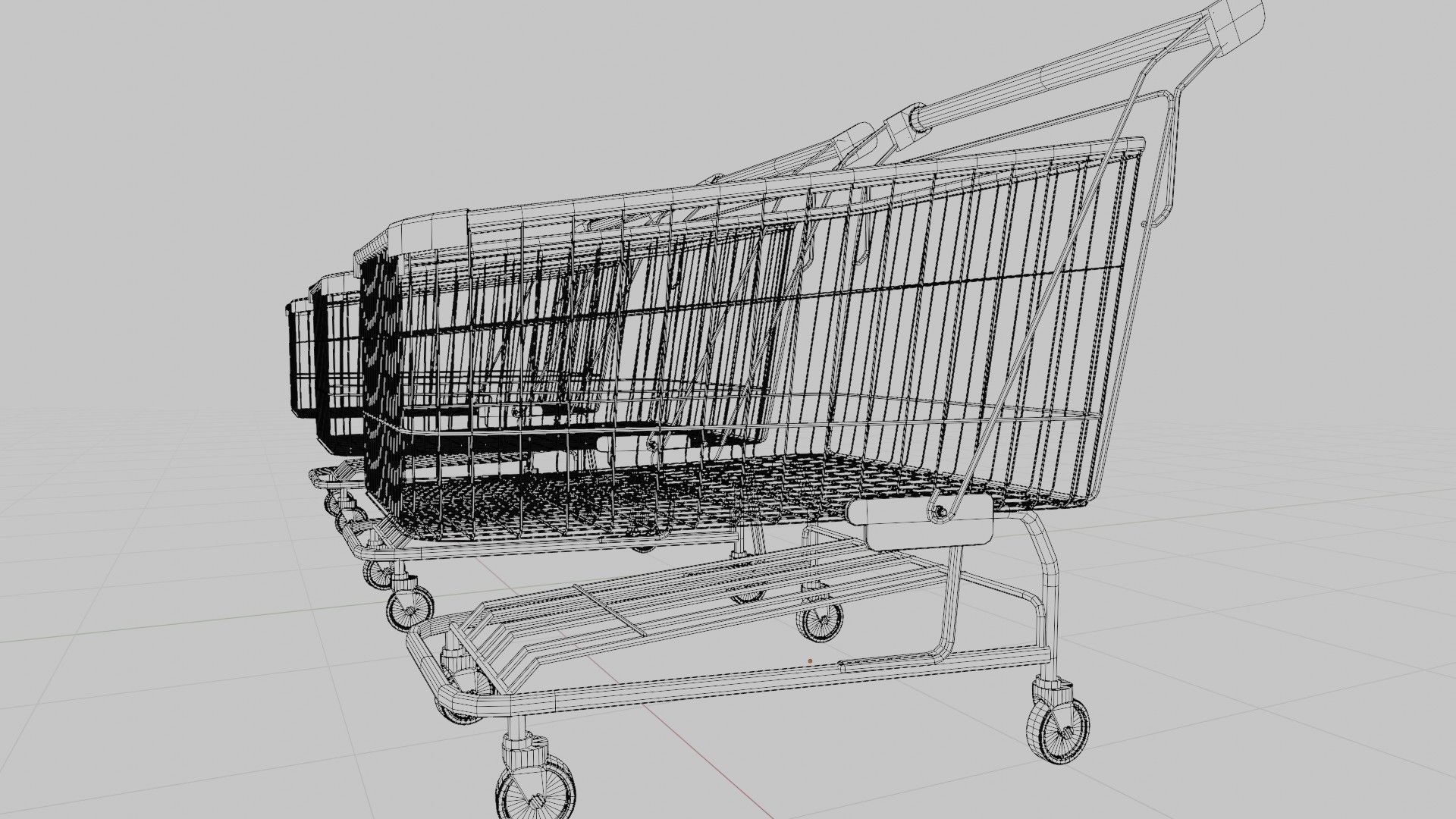 shopping cart with 4k pbr textures clean dirty and rusty Low-poly 3D model_9