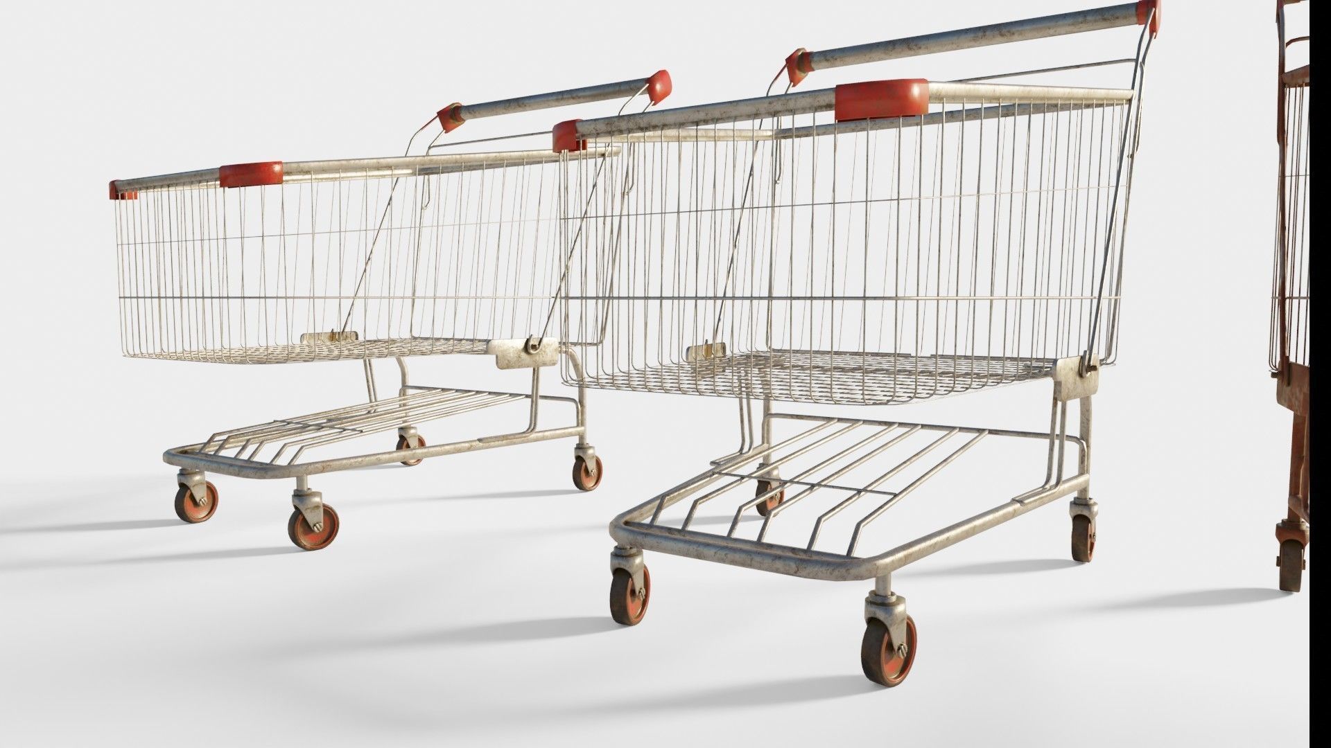 shopping cart with 4k pbr textures clean dirty and rusty Low-poly 3D model_2