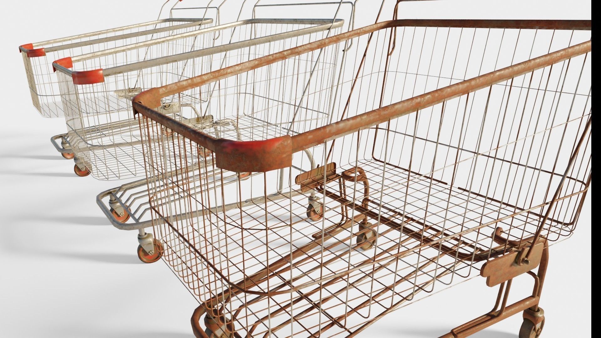 shopping cart with 4k pbr textures clean dirty and rusty Low-poly 3D model_4