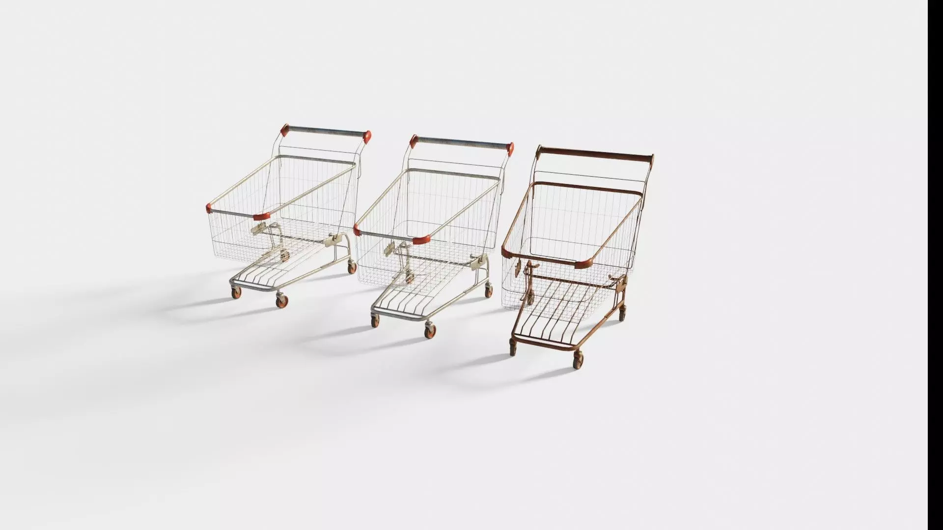 shopping cart with 4k pbr textures clean dirty and rusty Low-poly 3D model_0