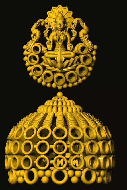 jumka golden statue of lord ganesha 3D print model