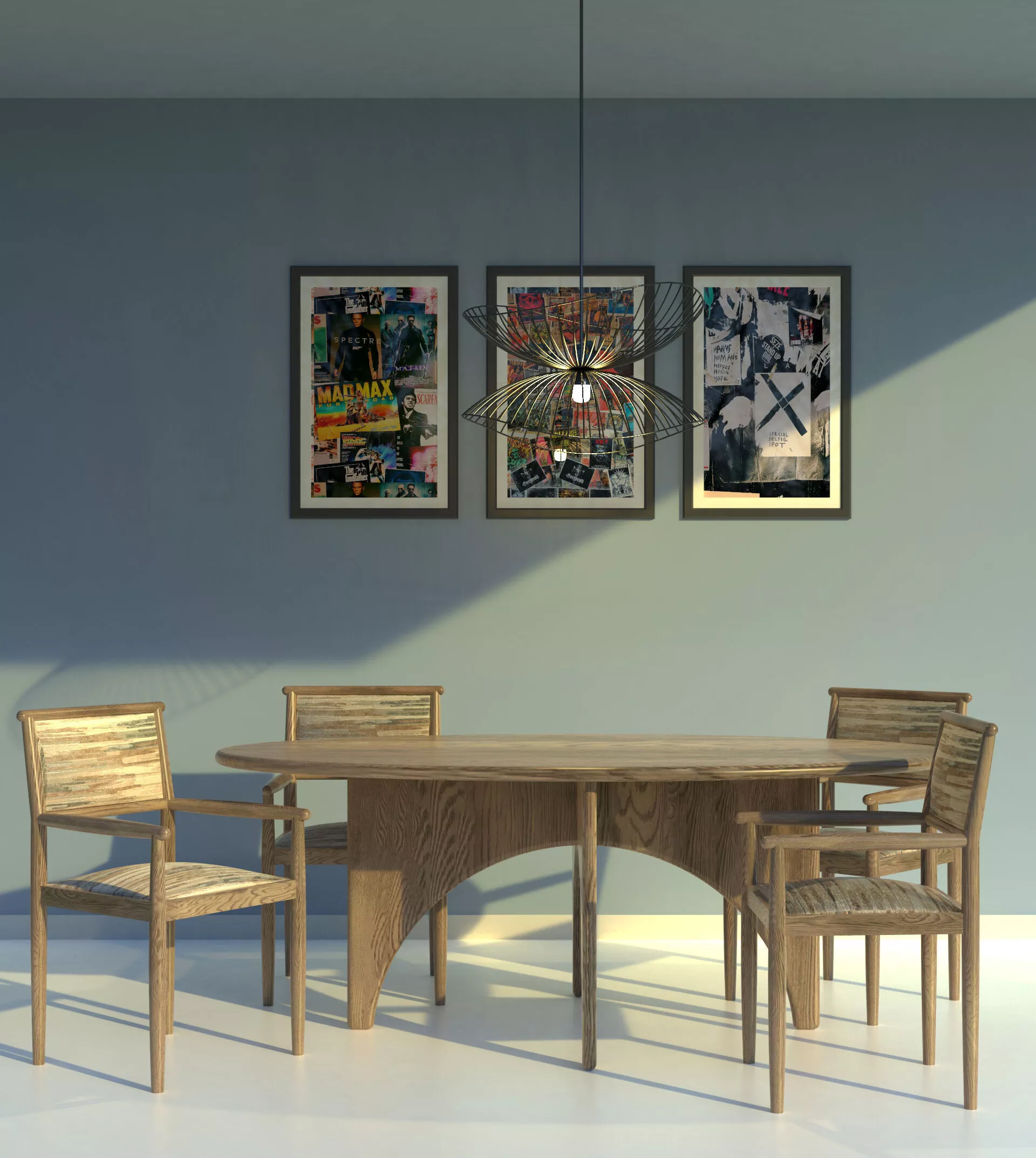 Dining Set room with table and chairs 3D model