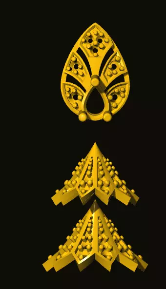 jumka three golden ornaments 3D print model_0