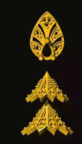 jumka three golden ornaments