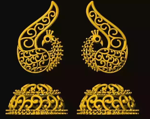 jumka peacock earrings in gold