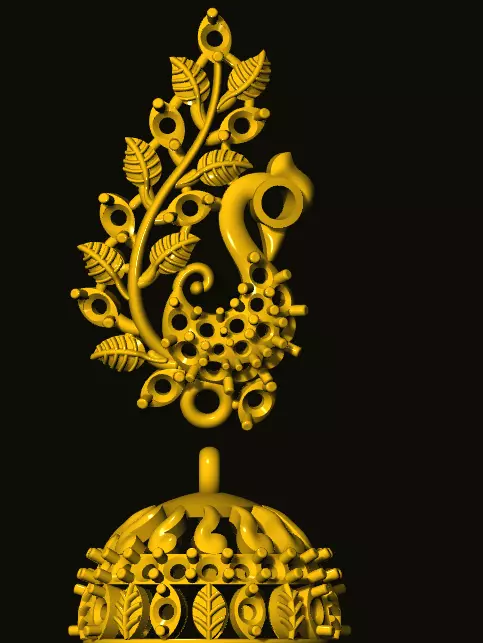 jumka golden peacock 3D print model