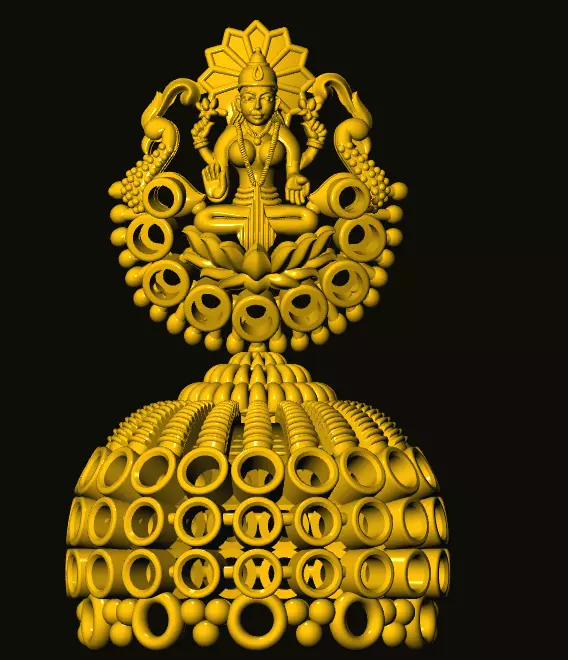 jumka golden statue of lord ganesha 3D print model