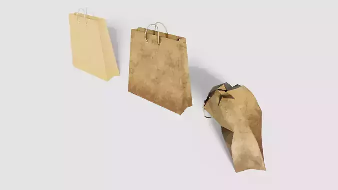 shopping paper bag with pbr textures clean and dirty