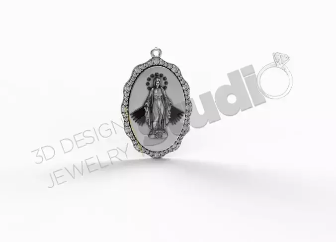 Highly detailed Mary figure pendant 3d model