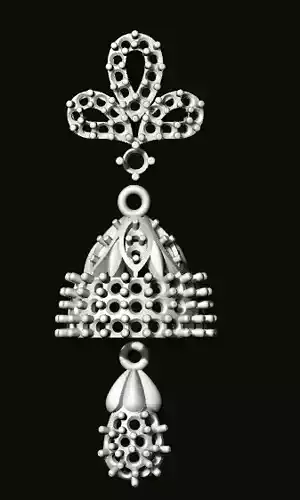 jumka silver bell pendant