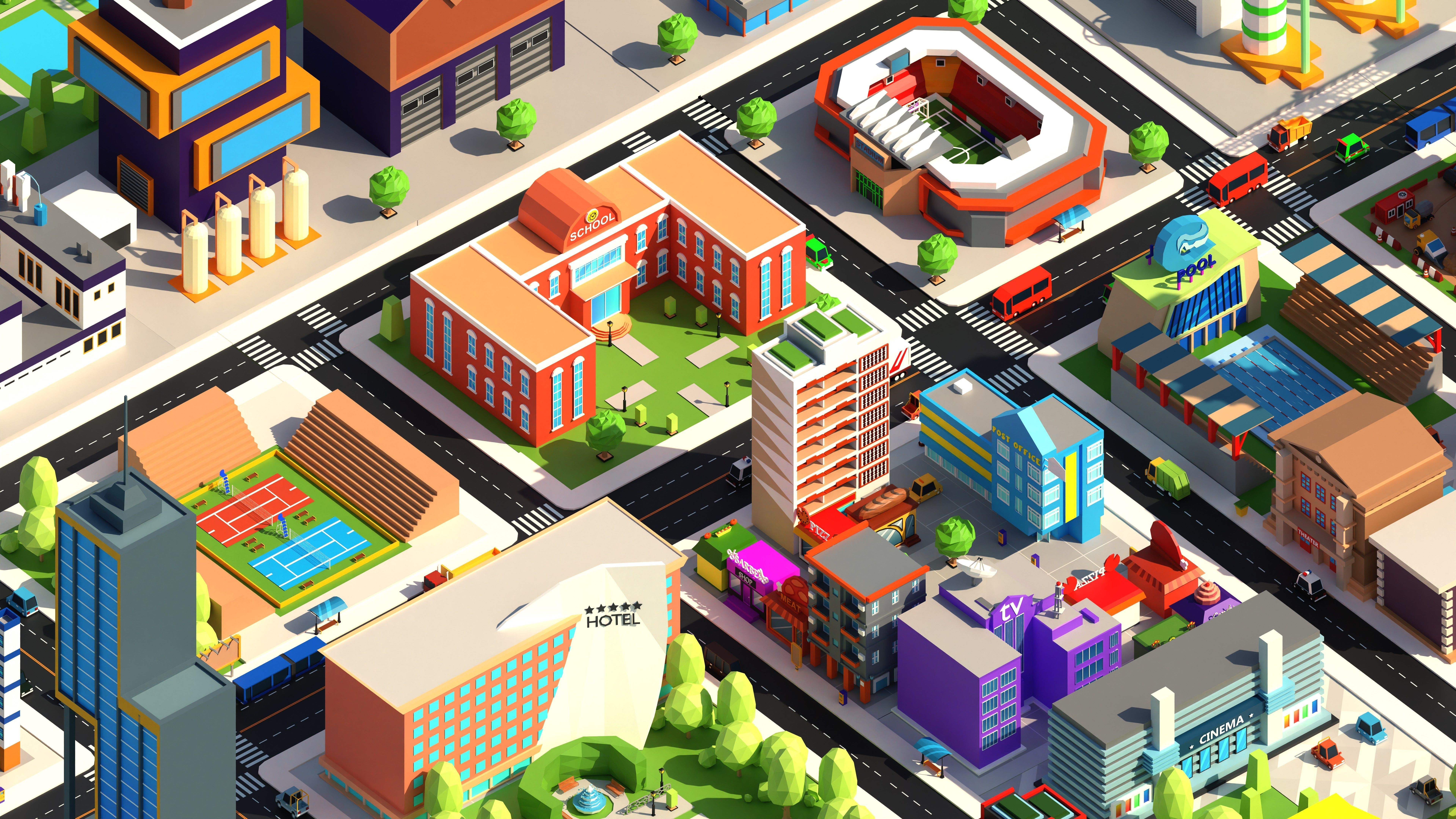 Low Poly City PACK Low-poly 3D model_6