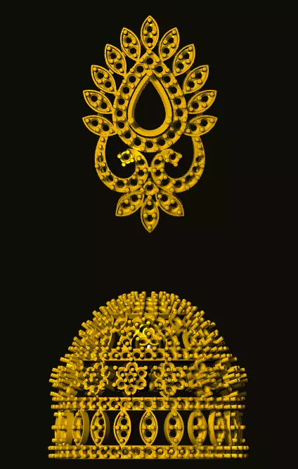 jumka golden ornaments 3D print model_0