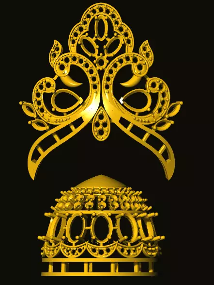 jumka golden ornate crown 3D print model