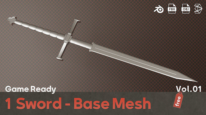 One Sword Base Mesh - First Vol  Free low-poly 3D model