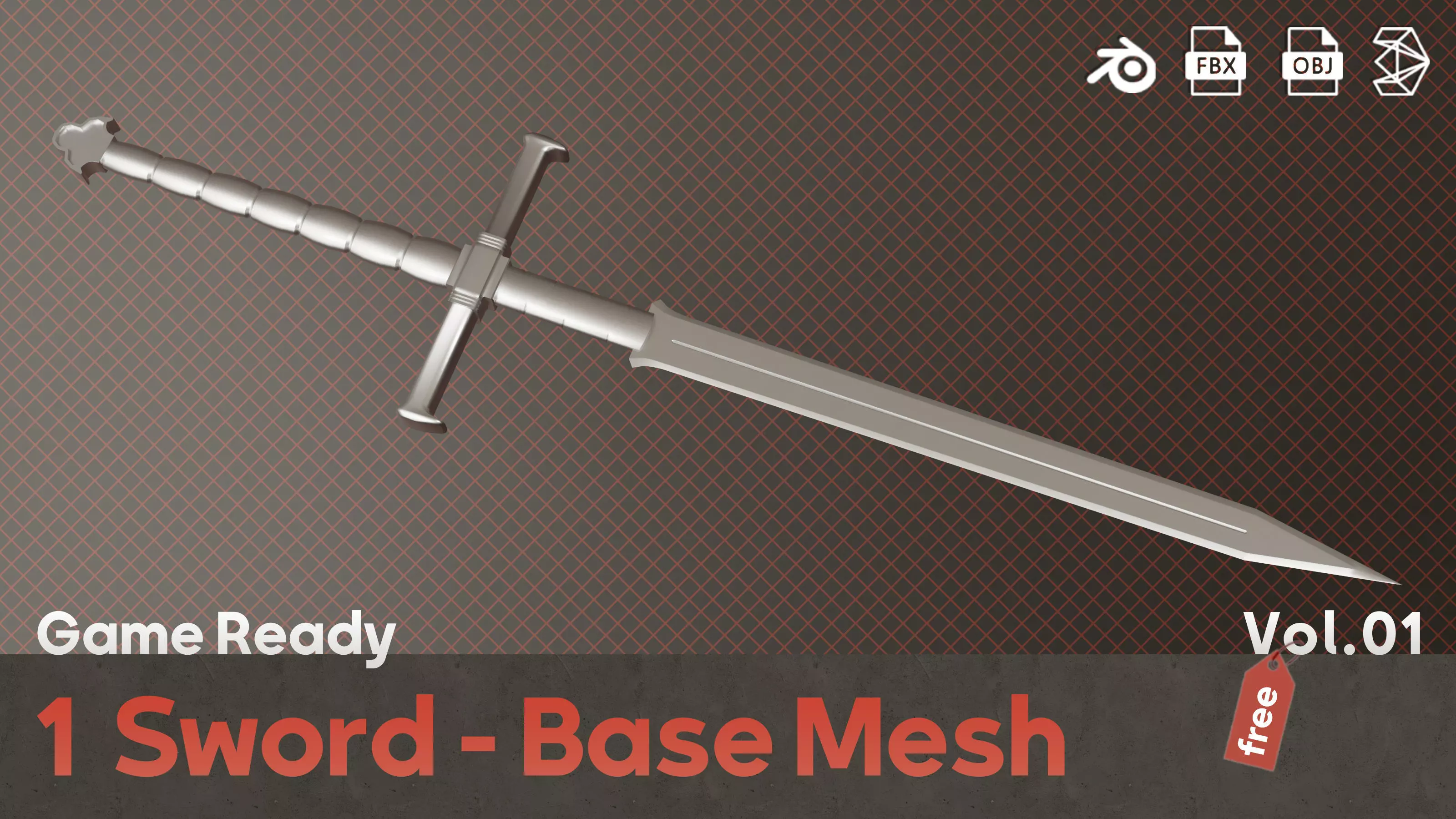 One Sword Base Mesh - First Vol Free low-poly 3D model_0