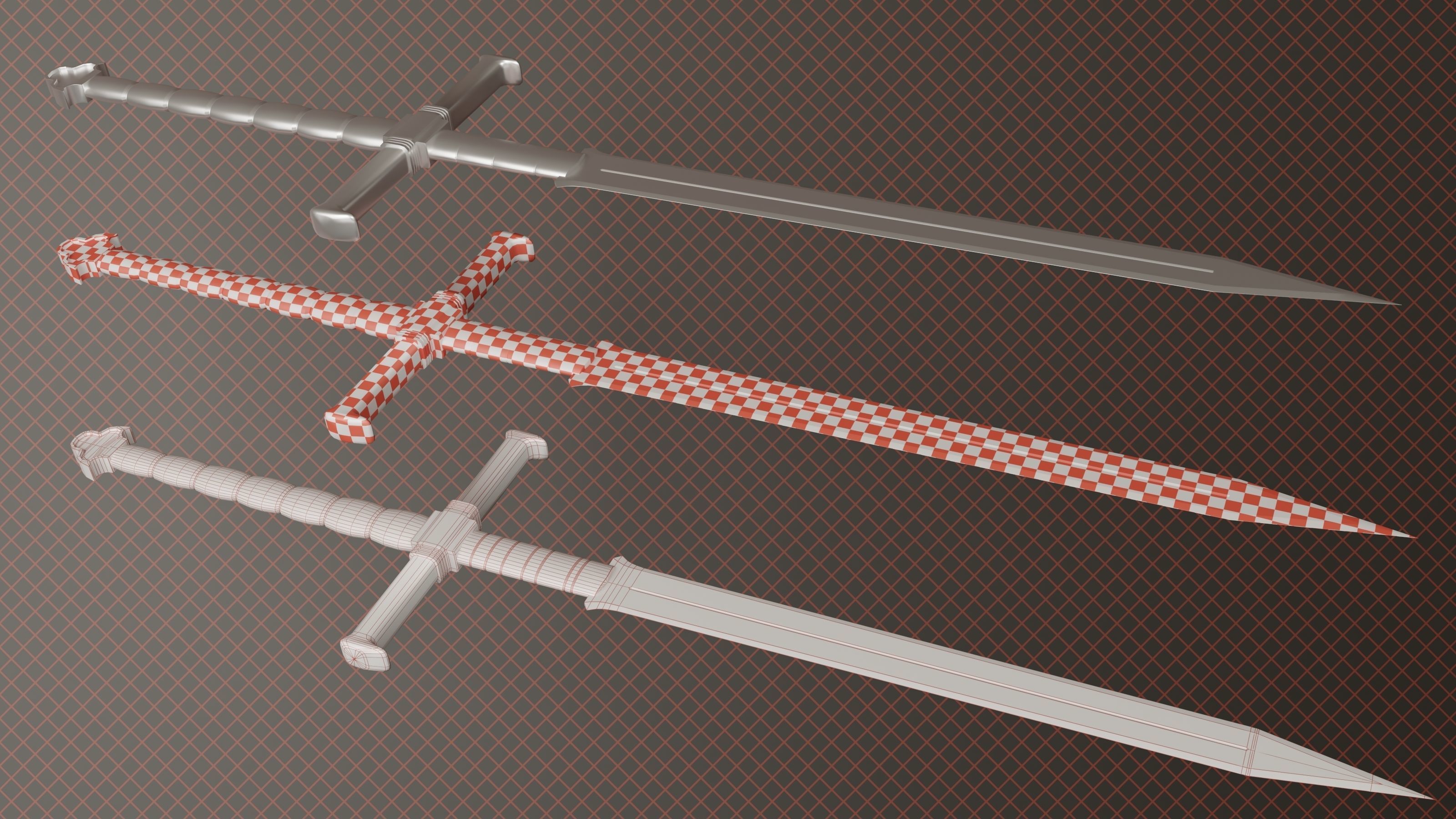 One Sword Base Mesh - First Vol Free low-poly 3D model_4