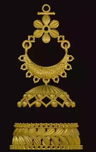 jumka gold ornaments in form of necklace and earrings