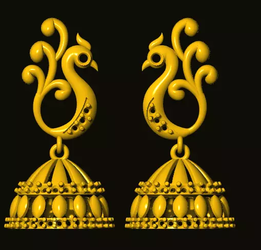 jumka peacock jhumka earrings 3D print model