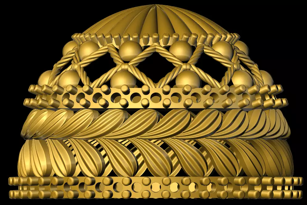 jumka ornate golden hat 3D print model