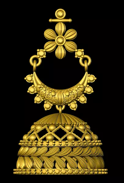 jumka gold jhumka 3D print model_0