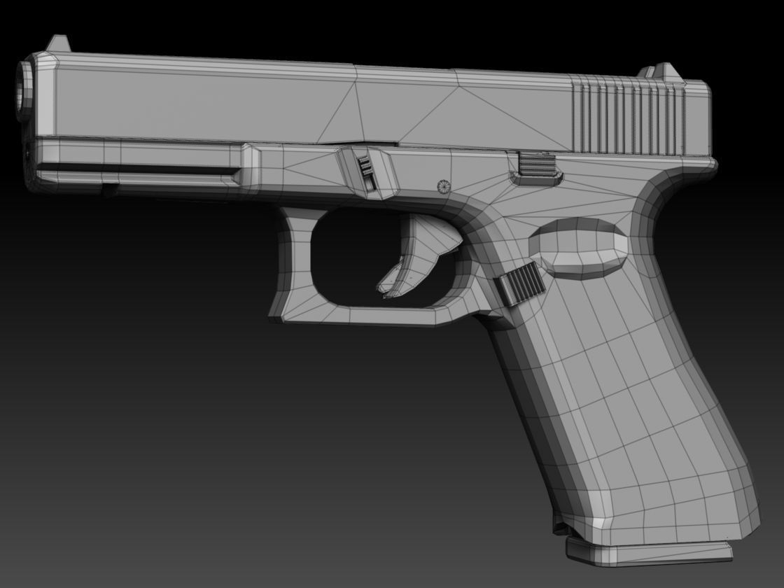 Pistol Glock 17 Gen 5 Low and High Poly 3D model_18