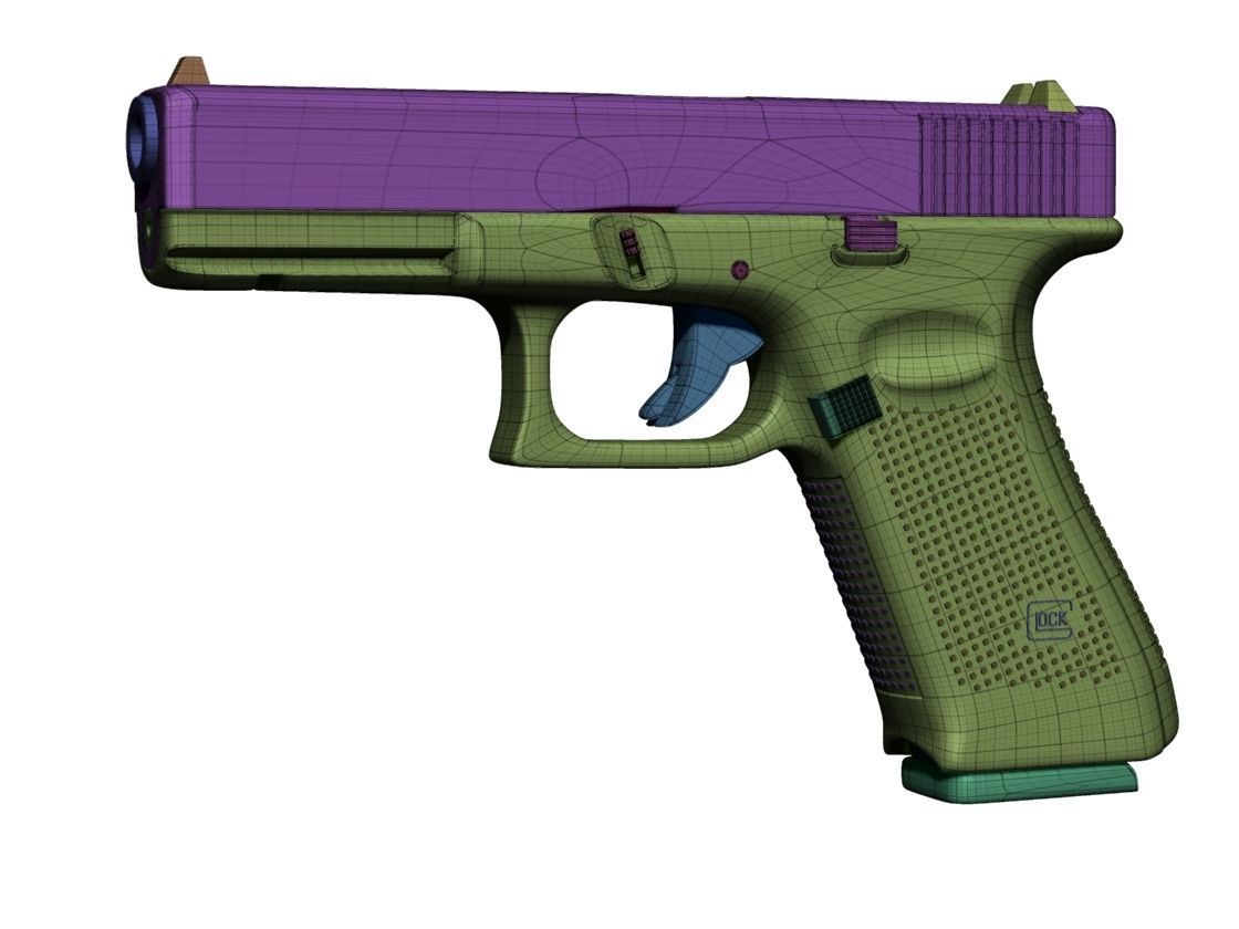 Pistol Glock 17 Gen 5 Low and High Poly 3D model_22