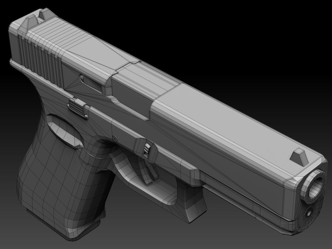 Pistol Glock 17 Gen 5 Low and High Poly 3D model_20