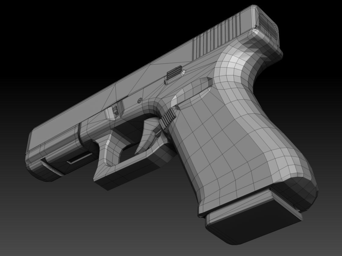 Pistol Glock 17 Gen 5 Low and High Poly 3D model_21