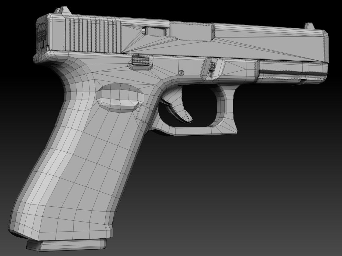 Pistol Glock 17 Gen 5 Low and High Poly 3D model_19