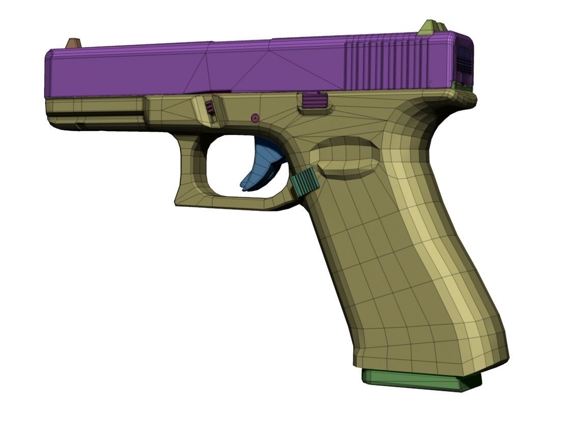 Pistol Glock 17 Gen 5 Low and High Poly 3D model_24