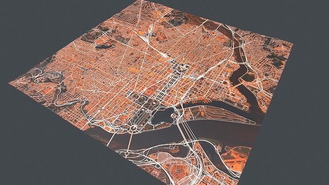 Streets and roads City  Washington USA 3D model