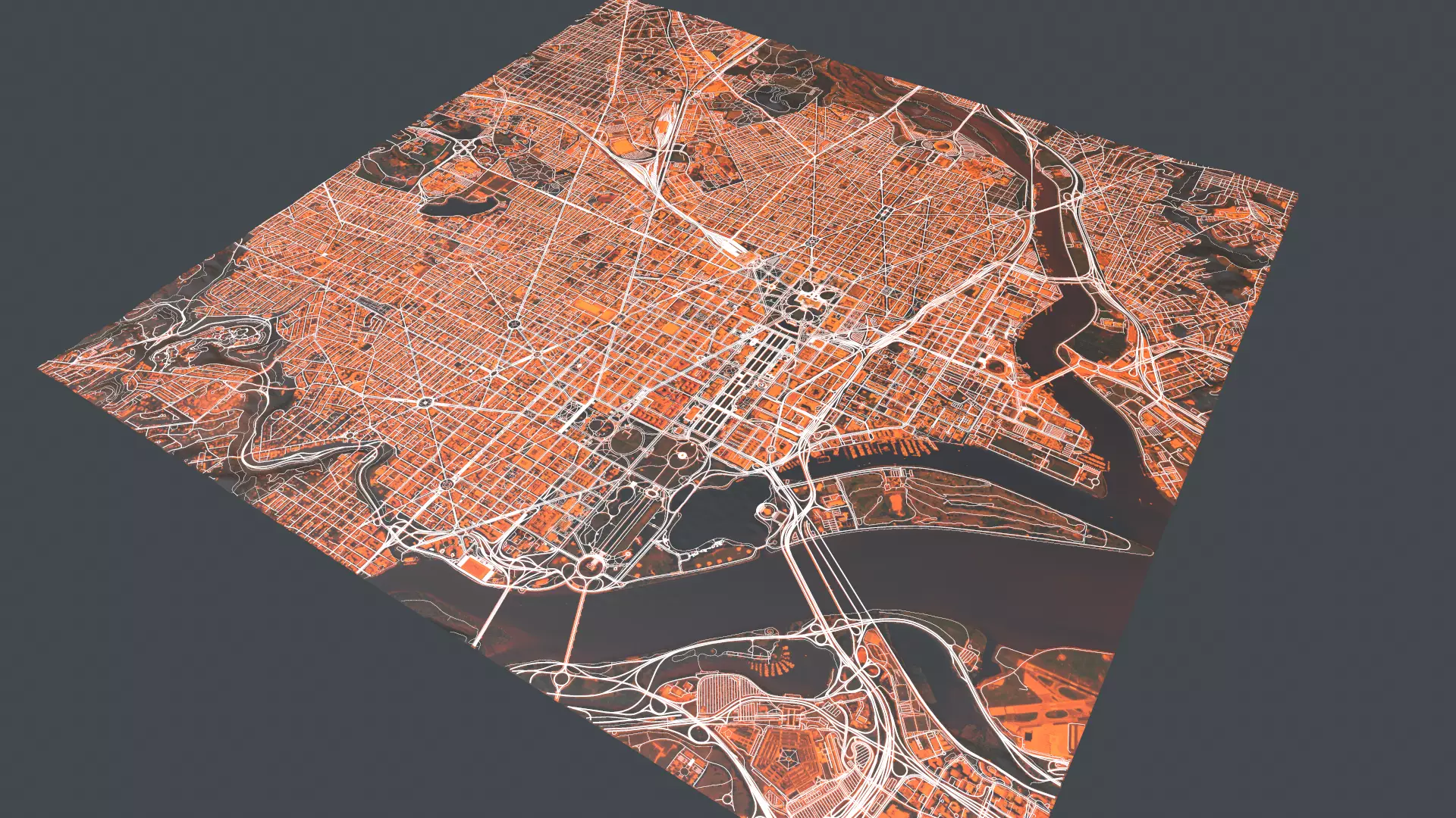 Streets and roads City Washington USA 3D model_0