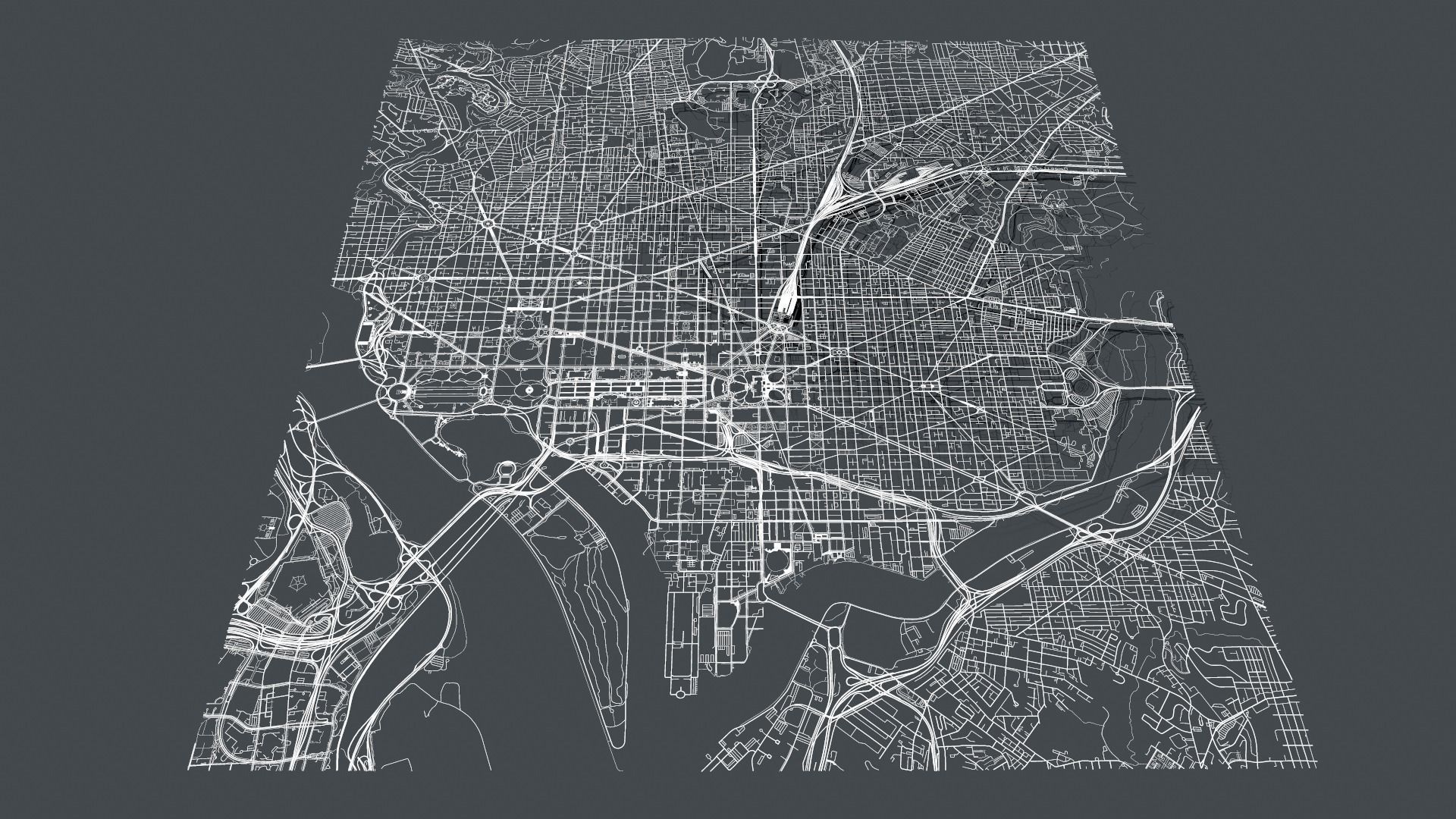 Streets and roads City Washington USA 3D model_5